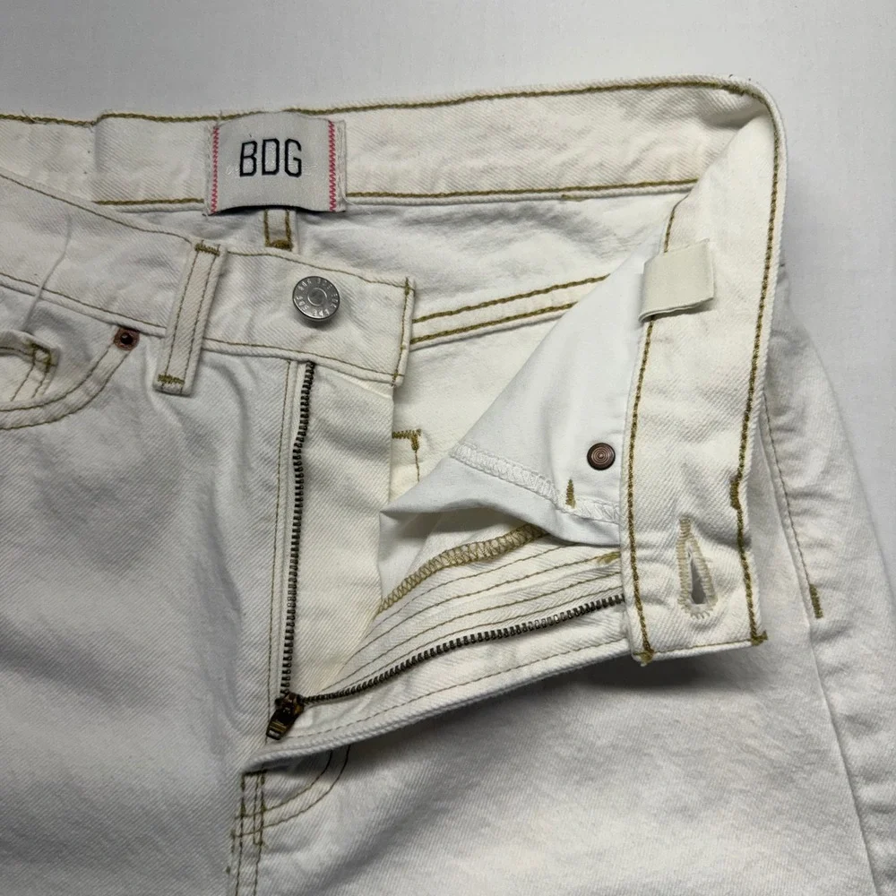 BDG Cowboy Jeans 27 White Ecru High Rise Straight Leg Western Core Retro Iconic